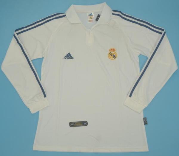 2001 Retro Real Madrid Home Long Sleeve 1:1 Quality Soccer Jersey