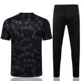 21/22 PSG Paris Black Short-sleeved Trouser Suit （全身喷墨) 1:1 Quality Soccer Jersey