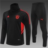 22/23 Bayern Munich Training Suit Black High-collar 1:1 Quality Training Jersey