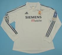 2002 Retro Real Madrid Home Long Sleeve 1:1 Quality Soccer Jersey