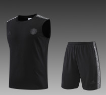 22/23 M-U Vest Training Suit Kit Black 1:1 Quality Training Jersey