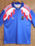 88/90 France Home Long Sleeve 1:1 Retro Soccer Jersey