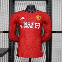 23/24 Manchester United Home Red Long Sleeve Player 1:1 Quality Soccer Jersey（宝）
