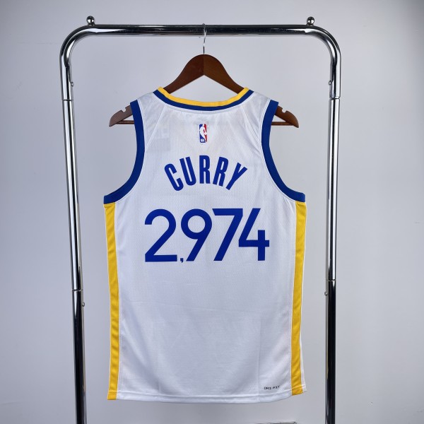 2023 NBA Golden State Warriors White CURRY#2974 Men Jersey Top Quality Hot Pressing Number And Name
