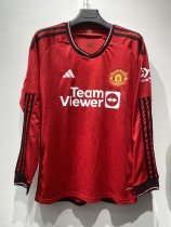 23/24 Manchester United Home Red Long Sleeve Fans 1:1 Quality Soccer Jersey