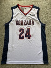 NCAA University of Gonzaga #24 white university Jersey 1:1 Quality