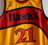 NBA Hawks #21 Dominic Wilkins yellow mesh fan shirt 1:1 Quality