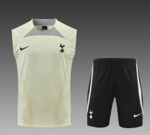 22/23 Tottenham Hotspur Vest Training Suit Kit Light Yellow 1:1 Quality Training Jersey