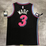 NBA Heat crew crew black No.3 Wade with chip 1:1 Quality