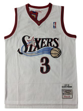 1997-1998 NBA 76ers Lverson white classic Mesh Jersey 1:1 Quality