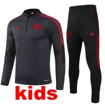 21/22 Bayern Gray black Kids Half Pull Sweater Tracksuit 1:1 Quality Soccer Jersey