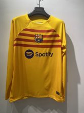 22/23 Barcelona Fourt Yellow Long sleeve Fans Version 1:1 Quality Soccer Jersey