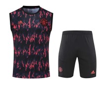 21/22 Manchester United Vest Training Kit Kit Black Red Stripe 1:1 Quality Training Jersey