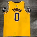 NBA Laker round neck retro yellow No.0 Nick Young with chip 1:1 Quality