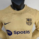 22/23 Barcelona Away Yellow Long sleeve Player 1:1 Quality Soccer Jersey