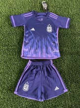 2022 Argentina Away Purple 3-star Kids Soccer Jersey