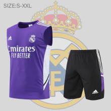22/23 Real Madrid Vest Training Suit Kit Purple 1:1 Quality Training Jersey