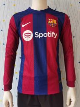 23/24 Barcelona Home Long Sleeve Final Player 1:1 Quality Soccer Jersey