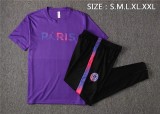 21/22 PSG Paris Jordan Purple Short-sleeved Trouser Suit 1:1 Quality Soccer Jersey