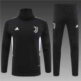 22/23 Juventus Training Suit Black High-collar 1:1 Quality Training Jersey
