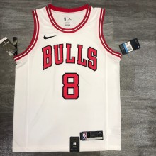 NBA Bulls crew neck white No. 8 Raven with chip 1:1 Quality