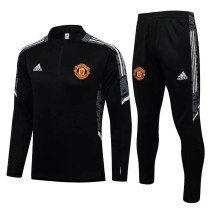 21/22 Manchester United Black Half Pull Sweater Tracksuit 1:1 Quality Soccer Jersey