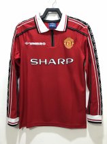 1998 Manchester United Home Long sleeve 1:1 Quality Retro Soccer Jersey