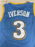 NBA Nuggets # 3 Lverson Retro moon blue top Mesh Jersey 1:1 Quality