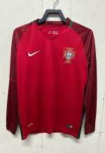 2016 Portugal Home Long Sleeve Fans 1:1 Retro Soccer Jersey