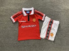 1998/2000 Manchester United Home Red 1:1 Kids Retro Soccer Jersey