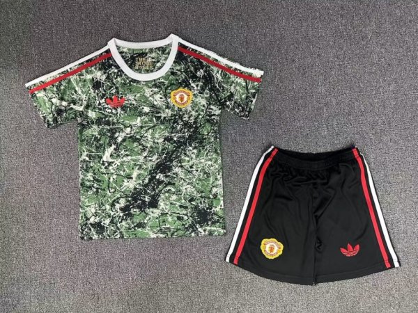 23/24 Manchester United Originals Stone Roses Icon Top-Multicolour 1:1 Kids Soccer Jersey