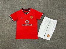 2000/2002 Manchester United Home Red 1:1 Kids Retro Soccer Jersey