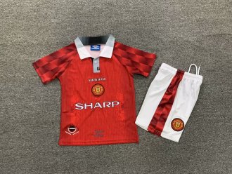 1996/1998 Manchester United Home Red 1:1 Kids Retro Soccer Jersey
