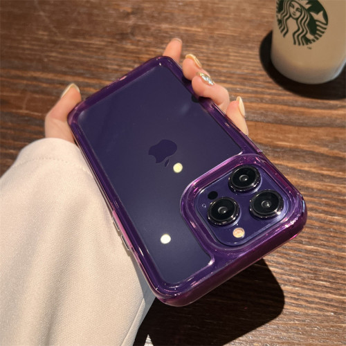 HD Hard Clear Acrylic Case For iPhone 14 13 12 Mini 11 Pro Max XR X XS Max 7 8 Plus SE3 Shockproof Jelly Color Soft Bumper Cover