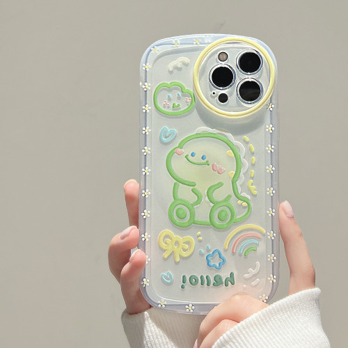 Cute Cartoon Dinosaur Transparent Phone Case For iPhone 14 13 12 11 Pro Max XS X XR 7 8 Plus SE 3 Soft Silicone Shockproof Cover