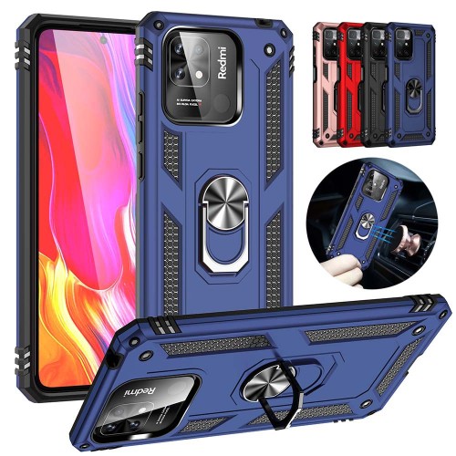 For Redmi 10C Case Shockproof Armor Metal Ring Kickstand Cover for Xiaomi Redmi Note 11 Pro 5G Note 10 Pro 11S 10S Redmi 10A 9C