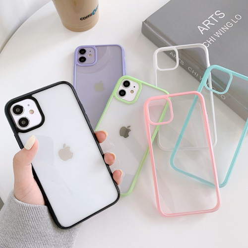Shockproof Colorful Bumper Clear Phone Case For iPhone 14 13 12 11 Pro XR X XS Max 8 7 Plus SE 3 Transparent Soft Acrylic Cover