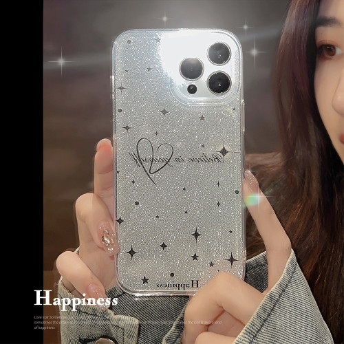 Luxury Glitter Love Heart Star Case For iPhone 14 13 12 11 Pro Max Mini X XR XS 8 7 Plus SE 2022 Soft Shockproof Bumper Cover