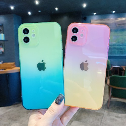Gradient Color Transparent Phone Case For iPhone 11 12 Pro Max X XR XS Max 7 8 Plus SE 2020 Clear Shockproof Soft TPU Back Cover