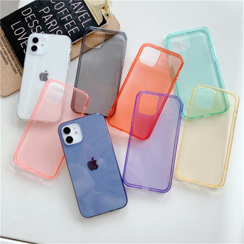 Candy Color Transparent Phone Case For iPhone 13 11 12 Mini Pro X XR XS Max 7 8 6S Plus SE 2020 Simple Plain Soft Silicone Cover