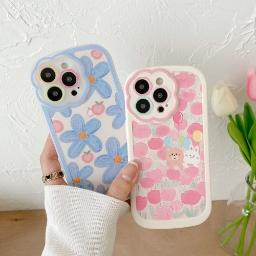 Soft Cartoon Flowers Phone Case For iPhone 11 12 13 Pro Max XS Max X XR 8 7 Plus SE 2020 Shockproof Bumper Silicone Back Cover