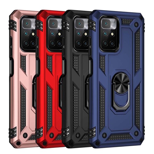 For Redmi 10 2022 Case Shockproof Armor Metal Ring Kickstand Cover for Xiaomi Redmi 10C 10A 10 Prime 2022 Note 11 Pro 11S 10S