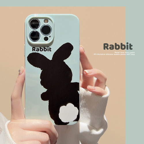Cute Cartoon Rabbit Camera Protection Phone Case For iPhone 14 13 12 11 Pro Max Plus Candy Bunny Soft Silicone Shockproof Cover