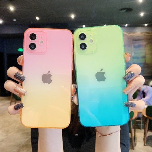 Gradient Color Transparent Phone Case For iPhone 11 12 Pro Max X XR XS Max 7 8 Plus SE 2020 Clear Shockproof Soft TPU Back Cover