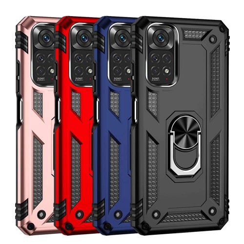 For Redmi Note 11 Case Shockproof Armor Metal Ring Kickstand Cover for Xiaomi Redmi Note 11S 11 Pro 5G Note 10 Pro 10S 10A 10C