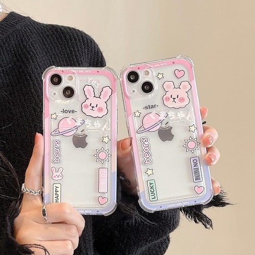 Cute Cartoon Card Slot Bag Phone Case For iPhone 13 12 11 Pro Max XS X XR 7 8 Plus SE 2020 Mini Couples Soft Clear Back Cover