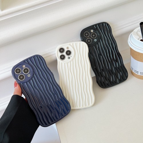 Cute Solid Color Water Ripple Phone Case For iPhone 14 13 12 11 Pro Max X XS XR Max 7 8 Plus SE 2022 Soft Bumper Silicone Cover