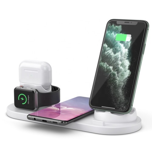 Multifunction 6 in 1 Integrated Wireless Charging Stand Usb Charger Adapter Suitable for iPad/Mobile/Earphone/Smart Watch