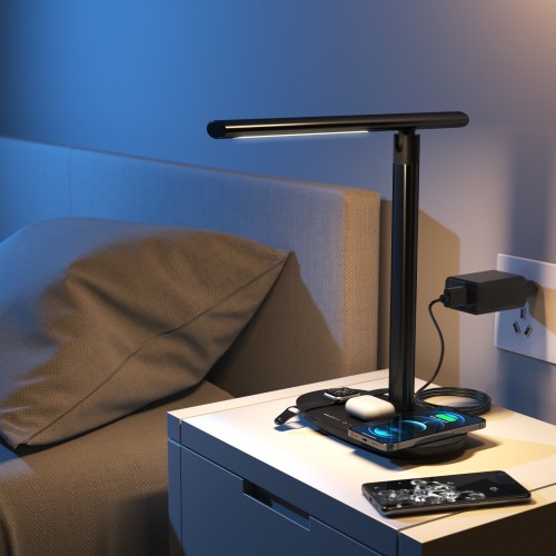 Multifunction LED Table Lamp with Wireless Charging USB port LED Desk Lamp with Wireless Charger