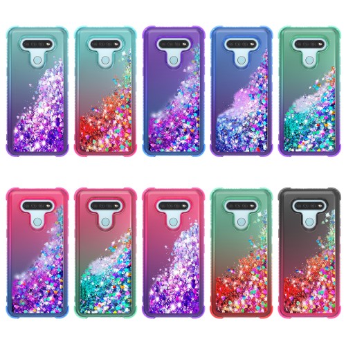 For LG K51 Case, Fashion Lady Glitter Moving Liquid Quicksand Full Cover Shockproof Mobile Phone Case for LG K51 Stylo 6